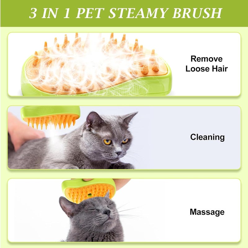 DUMPILL Steam Brush for Cats Shedding, 3 in 1 Steamy Water Pet Hair Removal Comb with Steamer, Spritz Comb for Dog, Indoor Cat Spray Mist Grooming Defur Brush, Cepillo Vapor Gato Perro, Steaming Cleaning Spa - Image 2